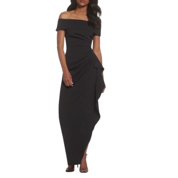 Vince Camuto Off the Shoulder Ruched Sleeveless Sheath Black Dress Size 2 /XS - Picture 1 of 9